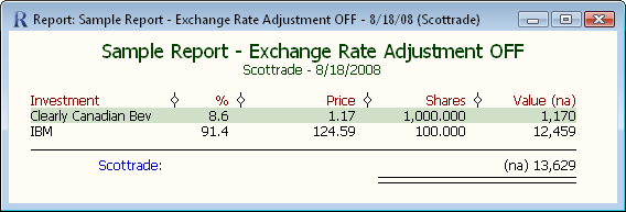 exchange rate off report