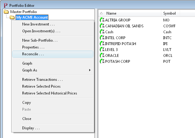 reconcile portfolio